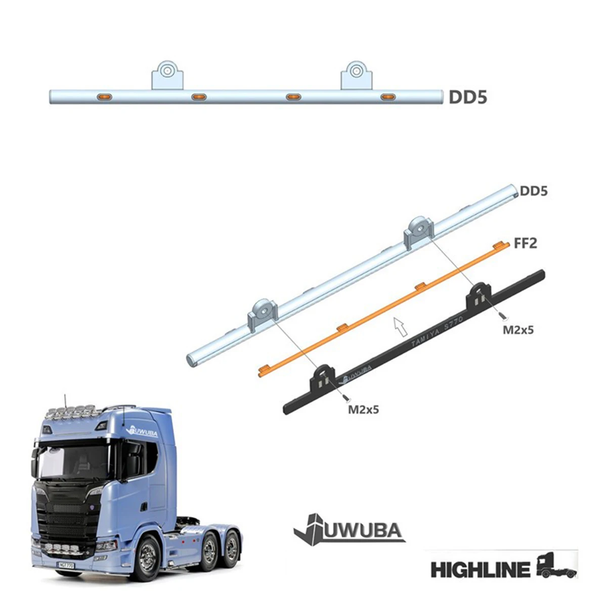 リモートコントロールカー用LEDスカートボード,dumpトラック用装飾ランプ,アップグレード,scania 770s,6 × 4, 56368,1:14,タミヤ