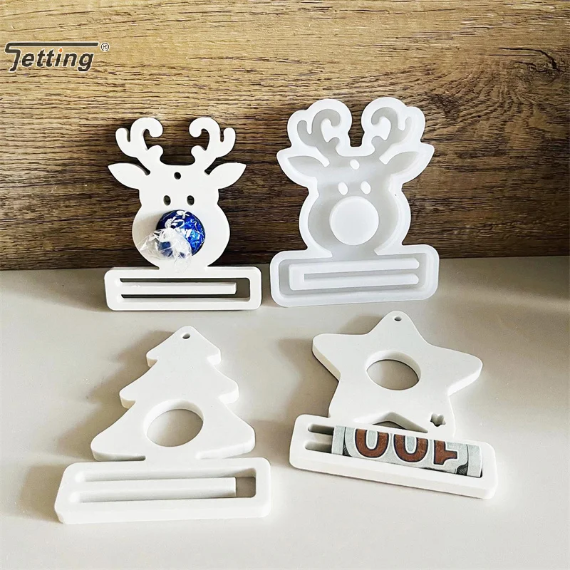 Diy Christmas Tree Elk Pentagram Aromatherapy Pendant Molds Christmas Gift Decoration Plaster Mould Drop Glue Mold