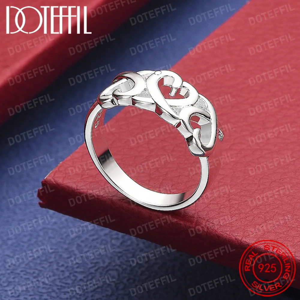925 Sterling Silver Love Heart Ring For Woman Wedding Engagement Party Fashion Charm Jewelry