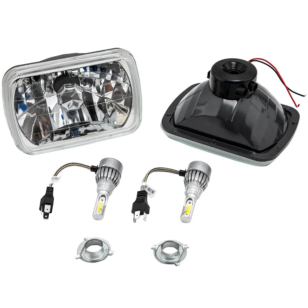 7x6 inch Sealed H4 LED Headlights Diamond Cut for Jeep Wrangler 2-Door 2.5L 4.0L