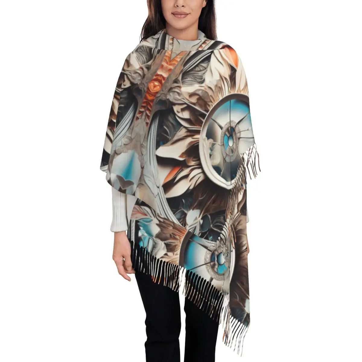 Abstract Background Fantasy Scarf Wrap Women Long Winter Fall Warm Tassel Shawl Unisex Scarves