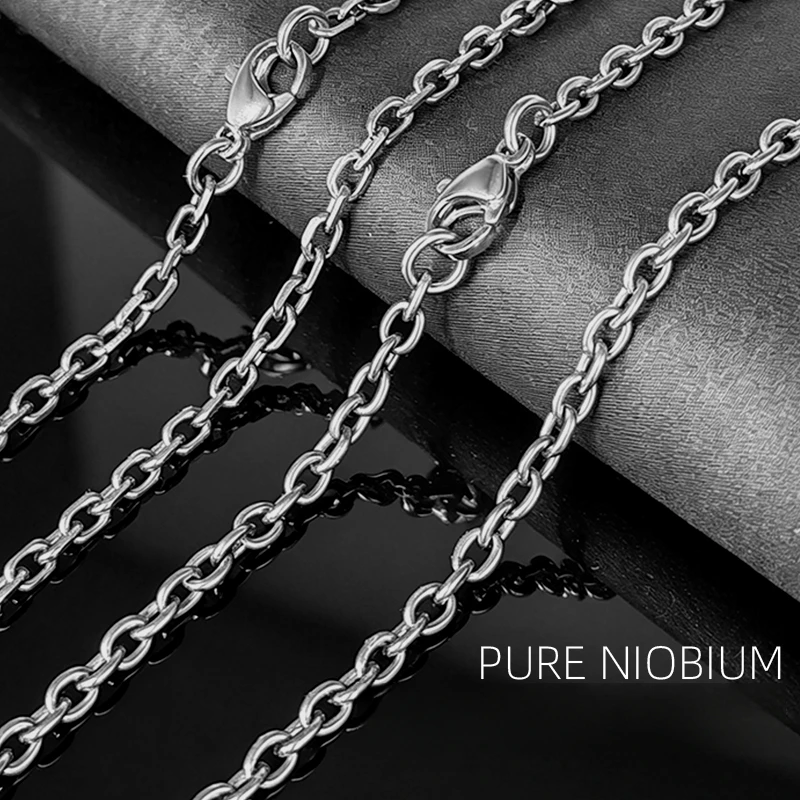 Solid Niobium O Link Necklace Unisex Hypoallergenic Highly Corrosion-Resistant Collarbone Skin Friendly Necklaces for Women Men