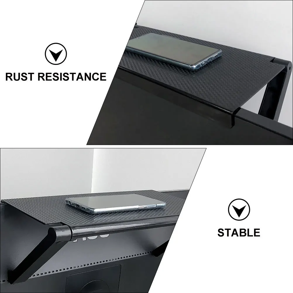 

1pc Multifunction Storage Rack Sturdy Plastic Shelf Black No Drill Rust Resistant Monitor Shelf Router Stand Screen