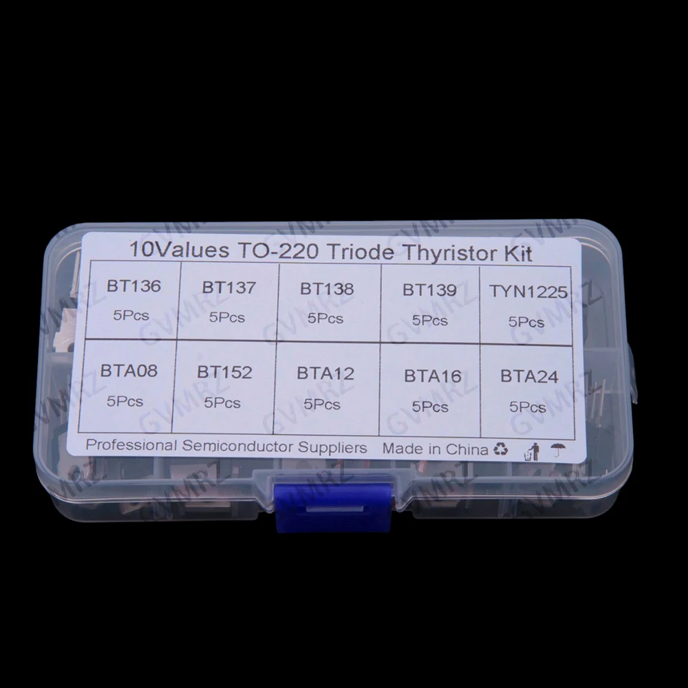 10Values BT136 BT137 BT138 BT139 50PCS Silicon Controlled Thyristor BTA12 BTA16 BTA24 TO-220 TYN1225 BTA08 BT152