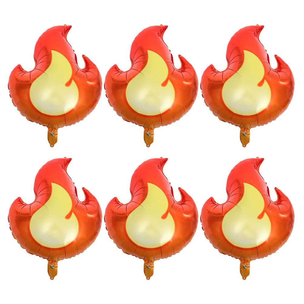 

6pcs Flame Shaped Balloons Aluminum Film Fire Molding Decorative Party Supplies For Kids Birthday Celebrations