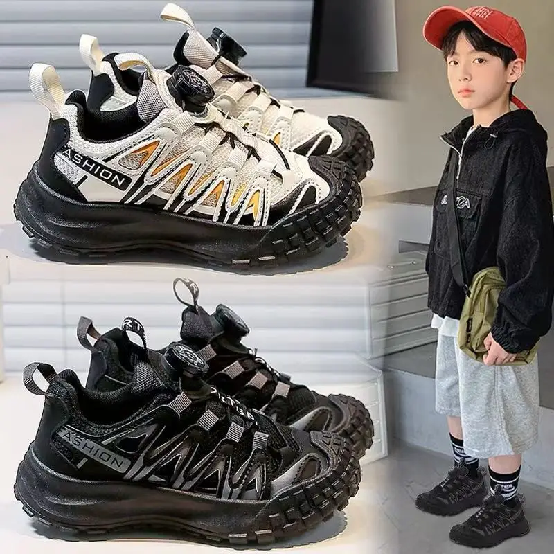 Boys Sandals 2026 Spring Autumn Boys Breathable Mesh Chunky Sneakers Lightweight Soft Sole Kids Running Casual Sports Footwear