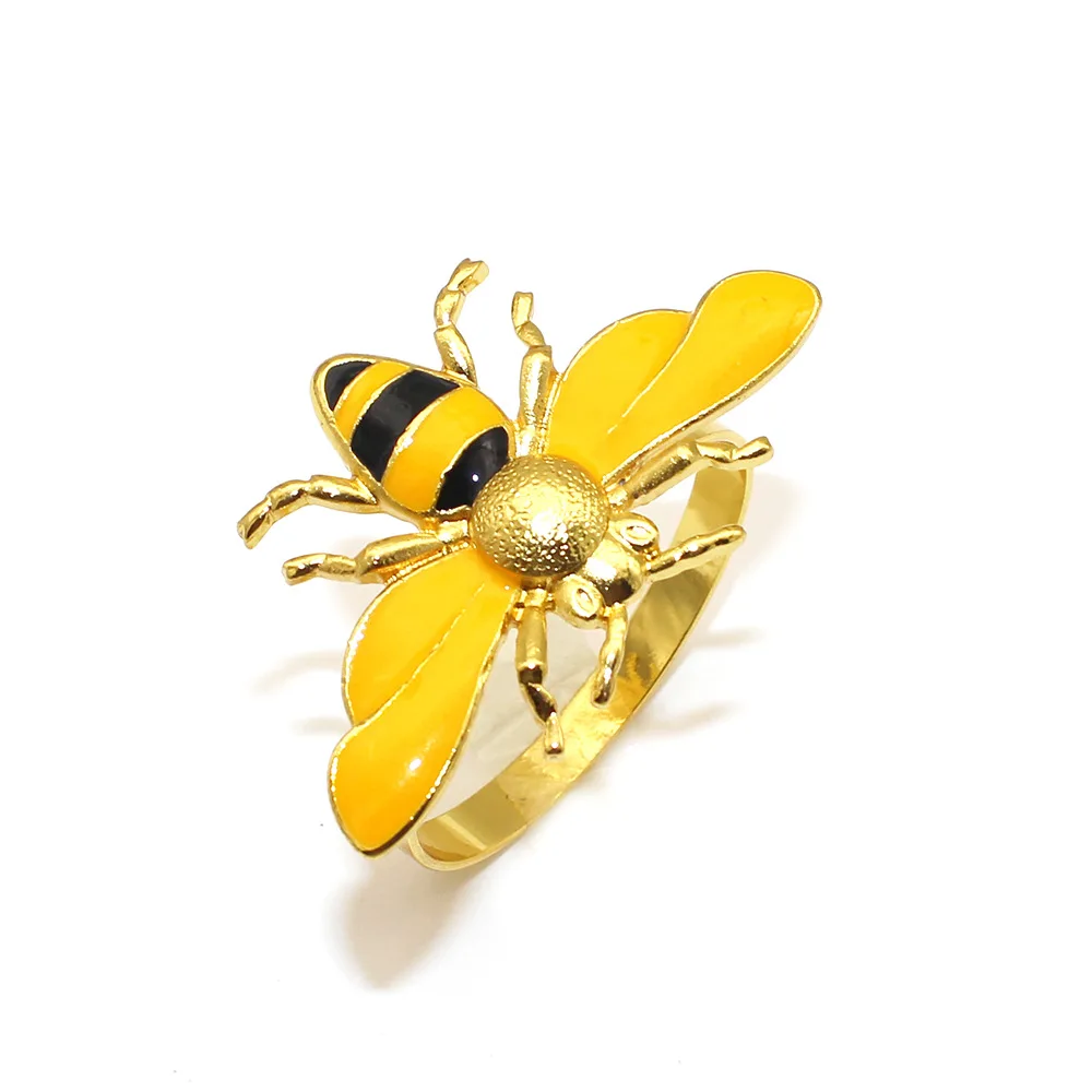 

4pcs Bumblebee Rings Cute Yellow For Weddings Birthdays Showers Picnics Reusable Metal Napkin Holders Elegant