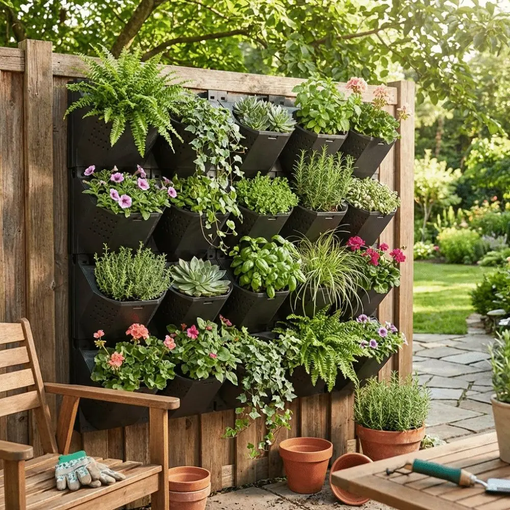 2/3 Holes Wall Flowerpot Plastic Stacked Plants Grow Container Self Watering Flower Pot Container Plant Holder Living Room