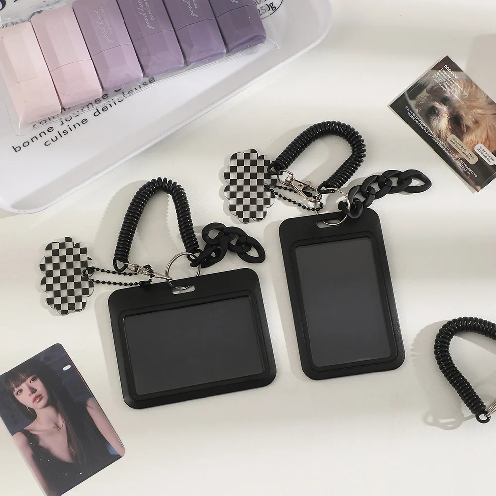 New Korean Student School Card Protective Cover Black 3 Inch Photo Card Display Backpack Small Pendant ID Card Holder