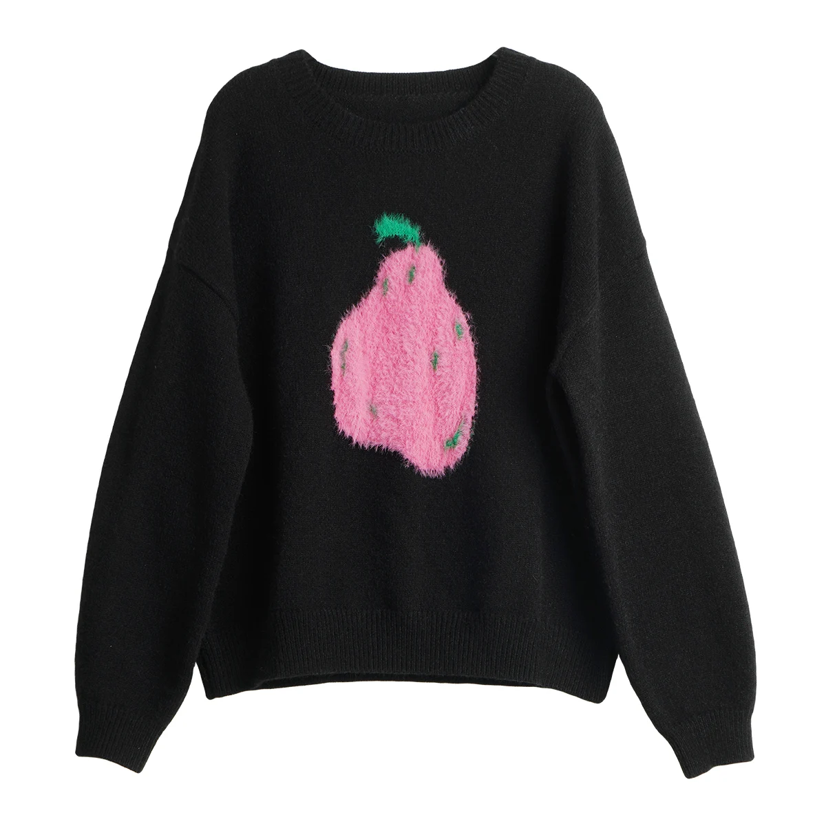 OLrain Jacquard Sweater for Woman 2025 Autumn New O-neck Loose Knitted Pullover Fashion Commute Long Sleeve Knitwear O57QM001015