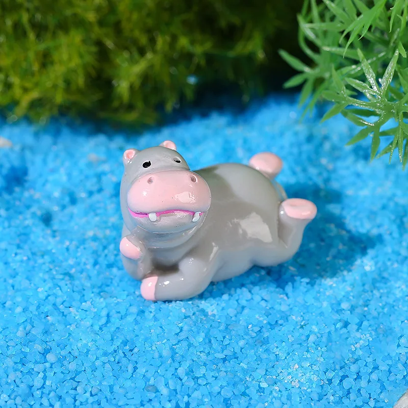 

12Pcs Resin Mini Hippo Decorations Cute Animal Sculptures Desk Bedside DIY Cake Toppers Home Ornament Mini Hippo Figurines
