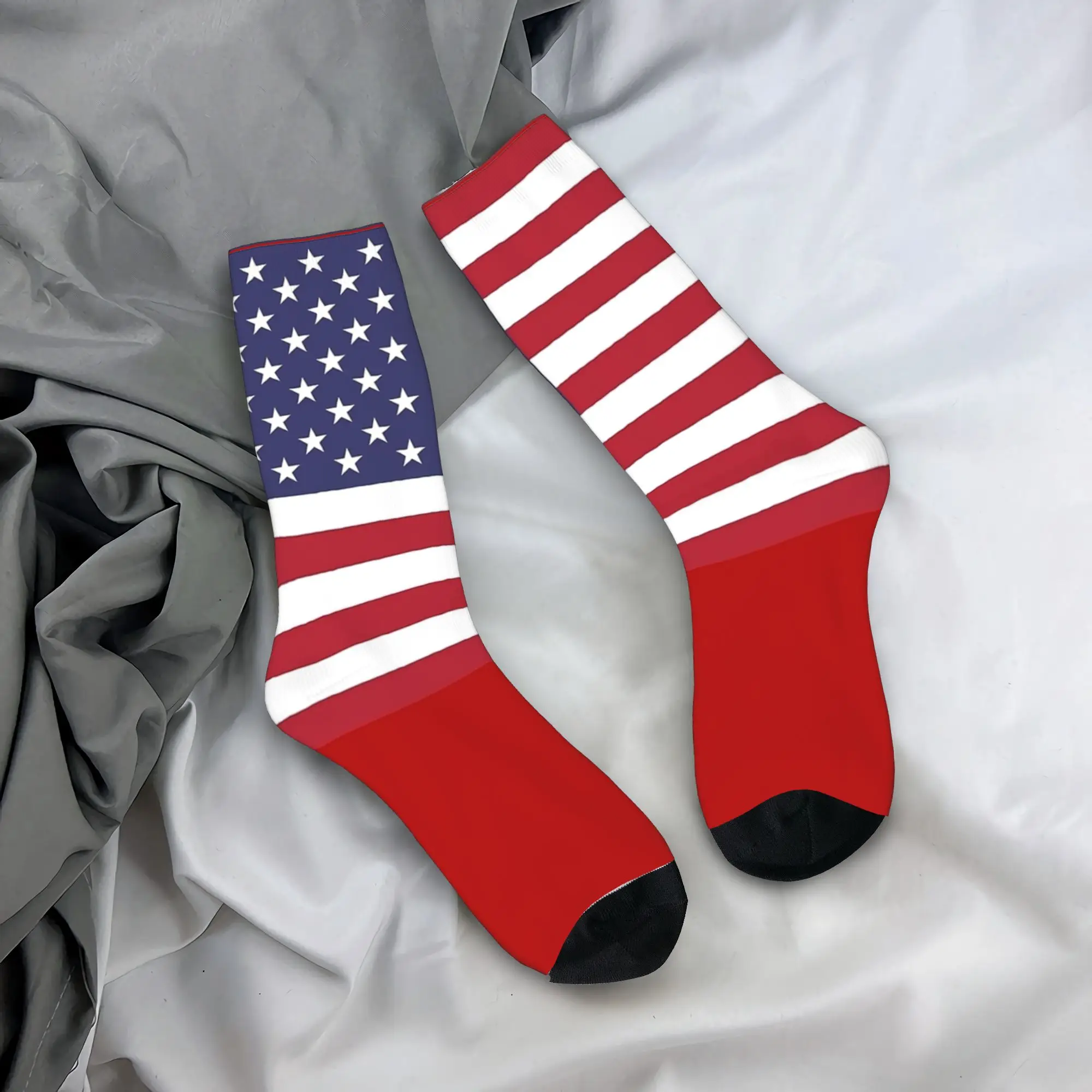 

Носки с американскими флагами, чулки в стиле ретро, дышащие носки для бега для пары, нескользящие носки с весенним узором