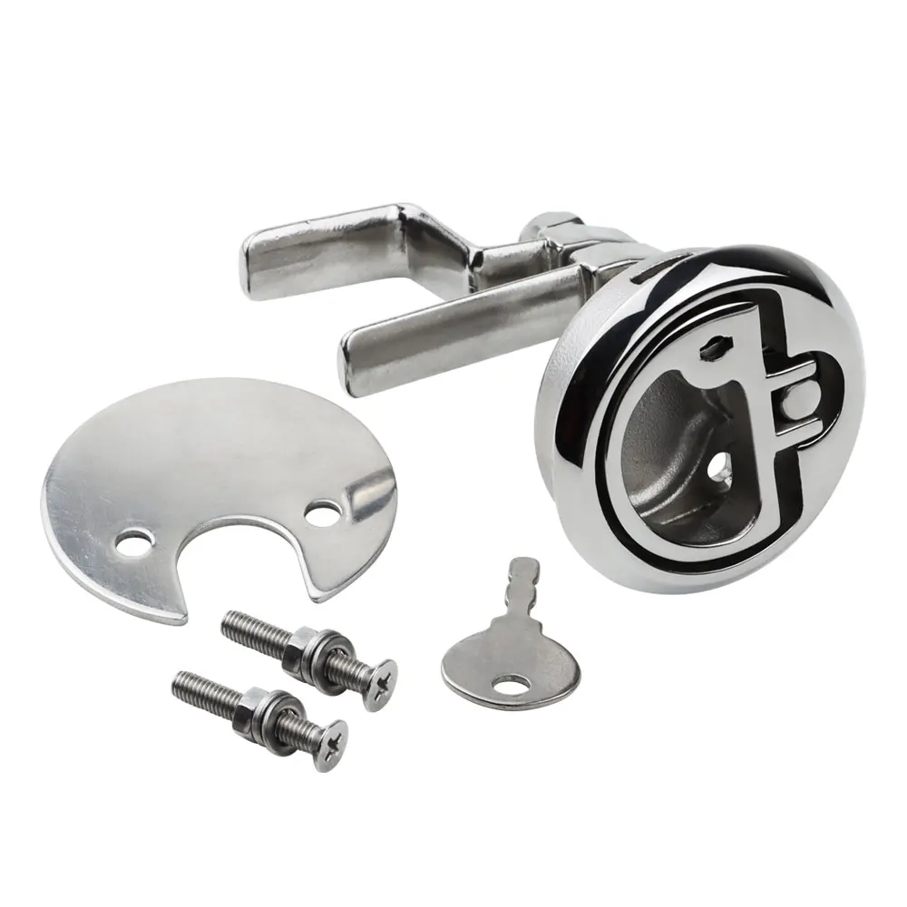 Stainless Steel Floor Buckle Hatch Latch Flush Turning Lift Handle Floor Latch Flush Ring Turning Lock with Key