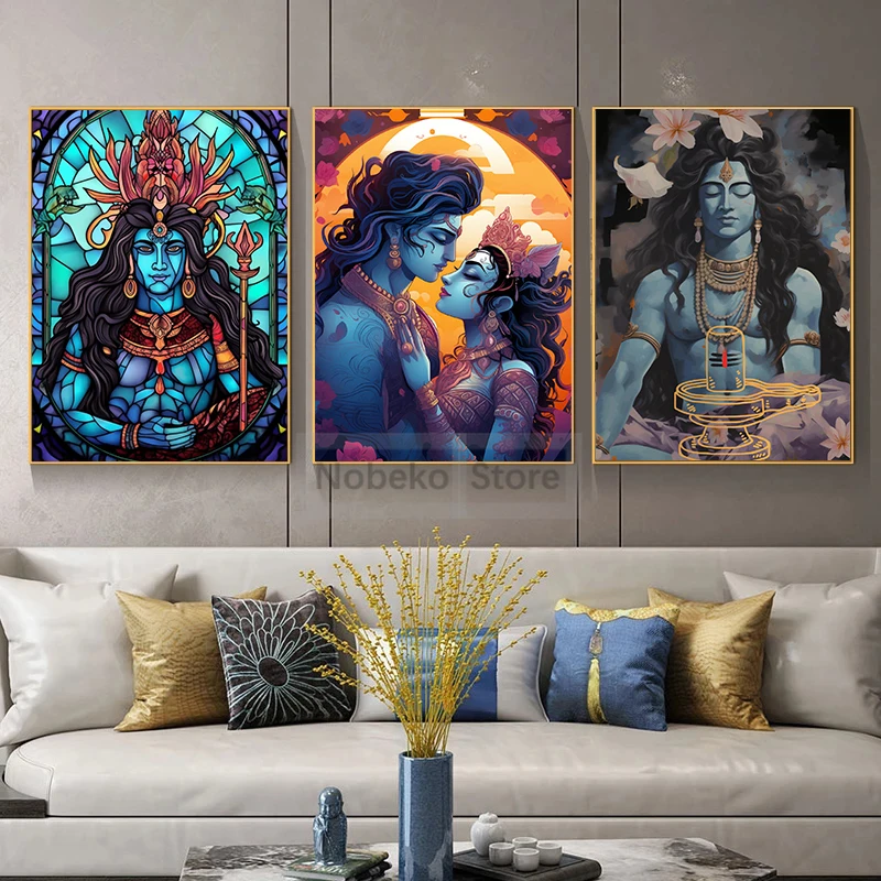 Shiva Art Mount Kailash Hindu God Illustration Shiva Temple Posters and Prints Canvas Painting Wall Art Pictures Home Room Decor