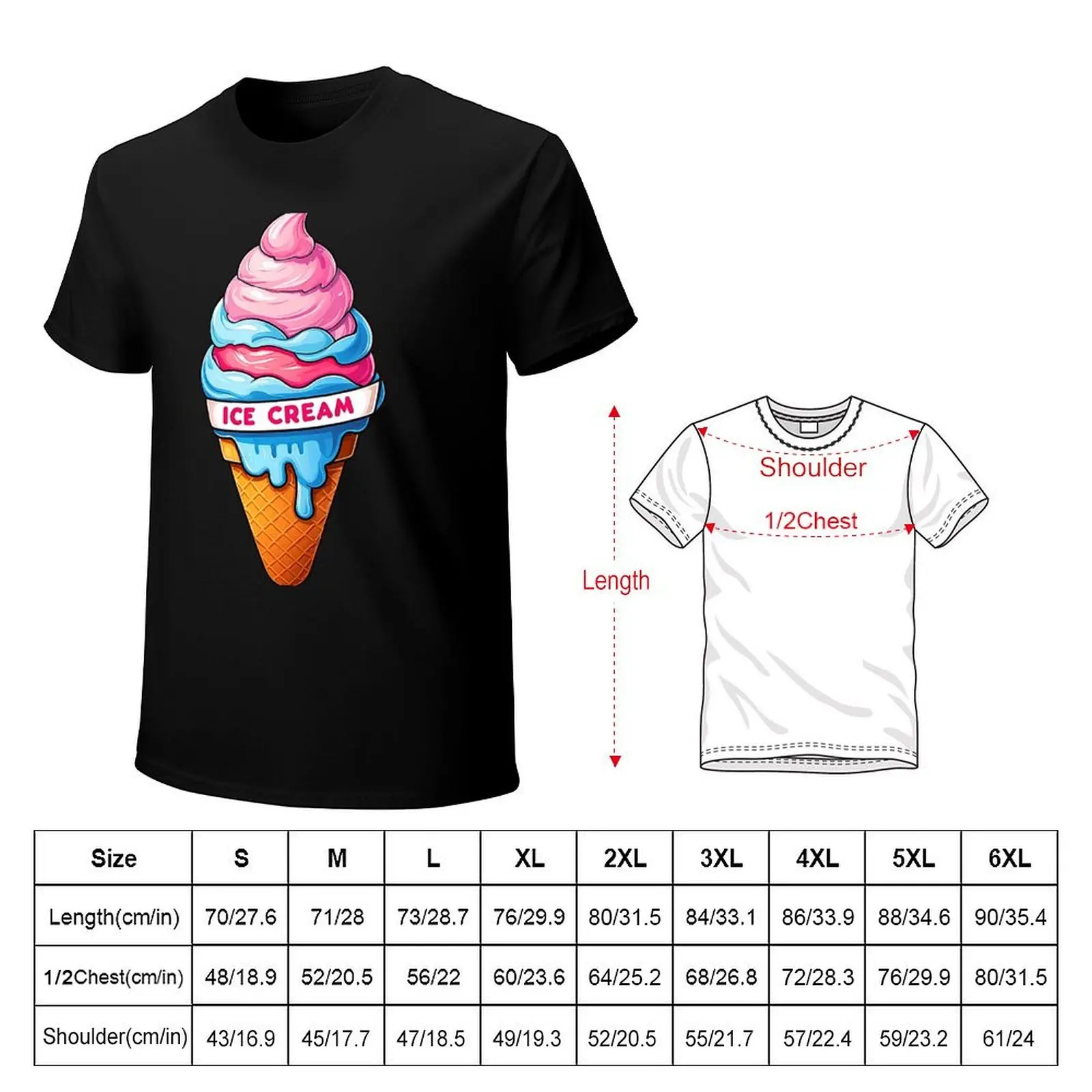 Big ICE CREAM cone desire. T-Shirt Basic Regular Fit Casual T-Shirt
