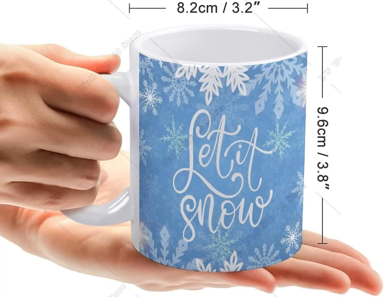 Retro Let It Snow Mug Snowflake Coffee Mug Ceramic Mug Drinking Cup with Handle Coffee Milk Cup 11oz for Office Home Gift