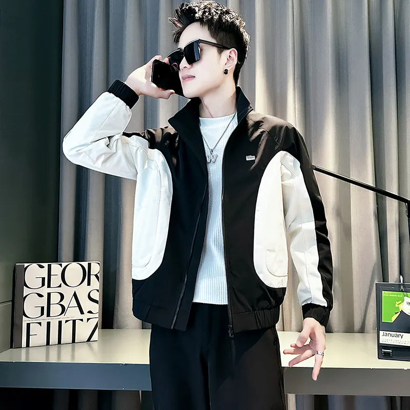 

Spring Autumn New Sle Men's Jaet XS Size Youth ort Height Faionable Patchwork Workwear Coat Casual Windproof Polyester