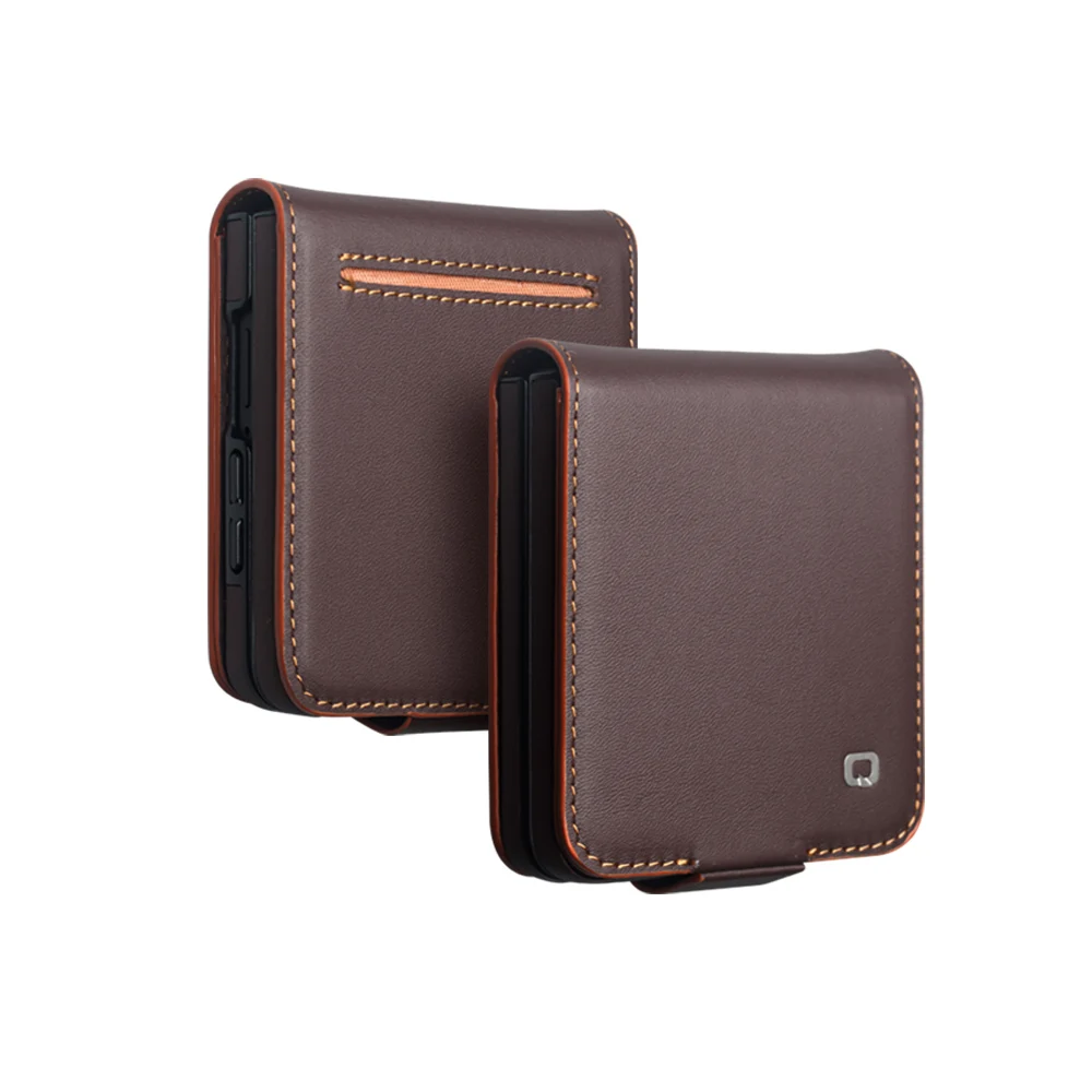 QIALINO Genuine Leather Case for Samsung Galaxy Z Flip 8 5G Premium Cowhide Luxury Wallet Magnetic Buckle Cover