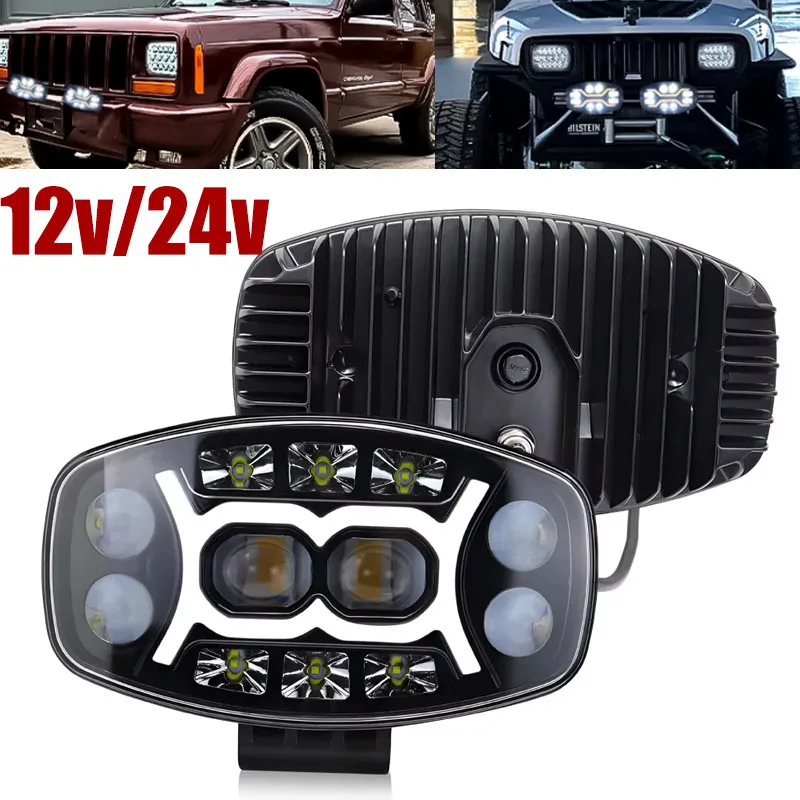 10 Inch Super Bright With White Yellow DRL LED Spot Work Driving Head Light For Truck BUS Trailer 10-30V DC