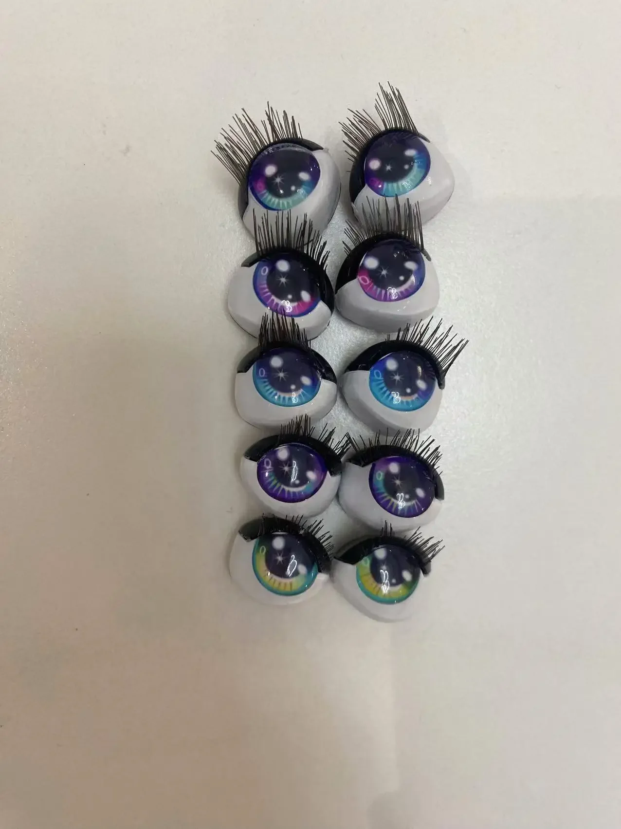 

Rainbow Doll Eyes with Real Eyelashes Colorful Sparkly Original Doll Replacement Eyes Doll Parts