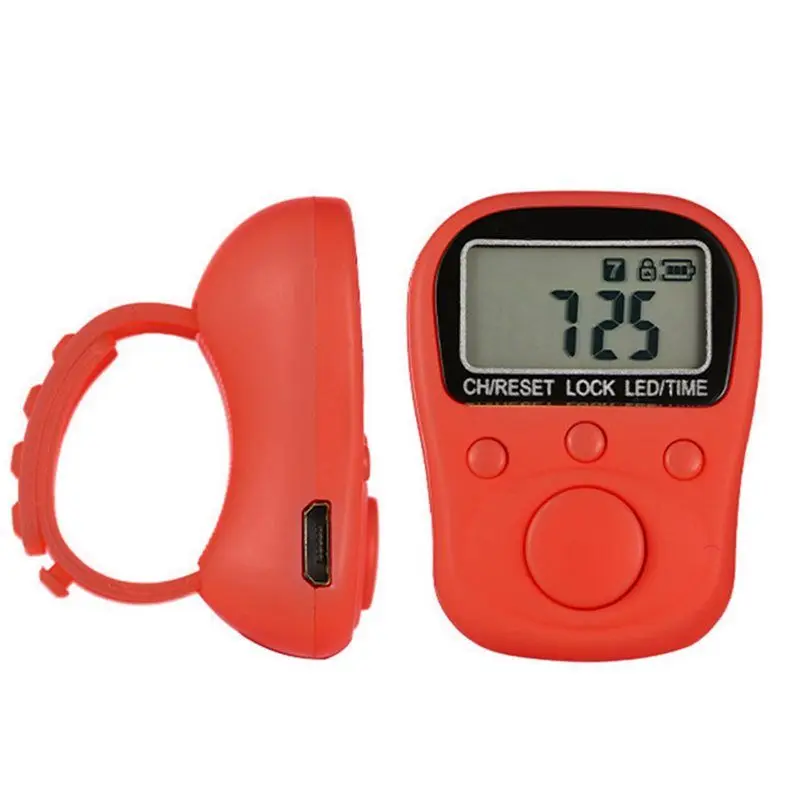

Stable Performance-Locking Rechargeable Adjustable Finger Ring Electronic Counter 7-Channel Backlit Function Counter Red