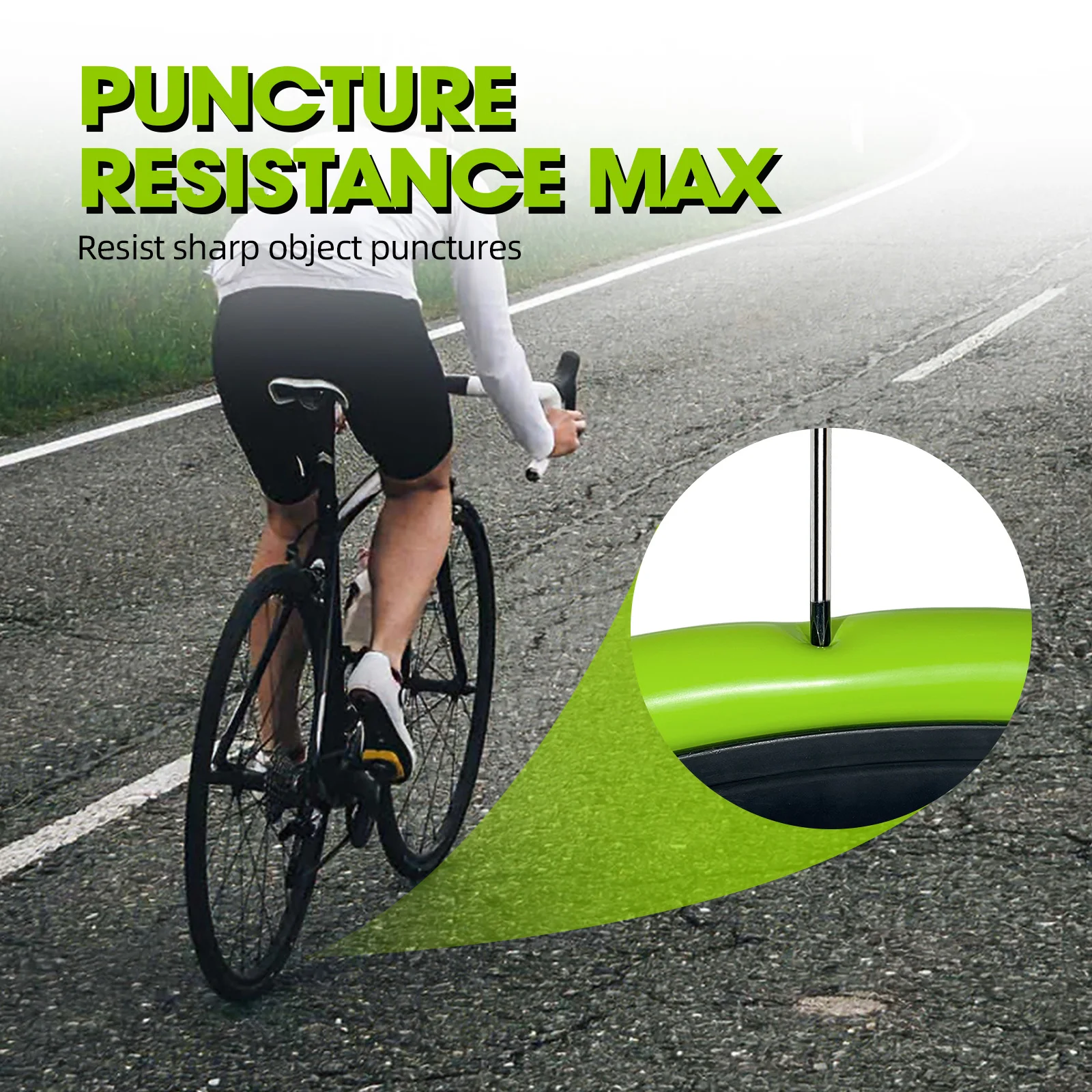 CYCLAMI Fahrradschlauch French Presta FV 45 65 85 Rennrad Ultraleichter grüner TPU-Reifen 700C 700 X 18 23 25 28 30 32C – Detail 4