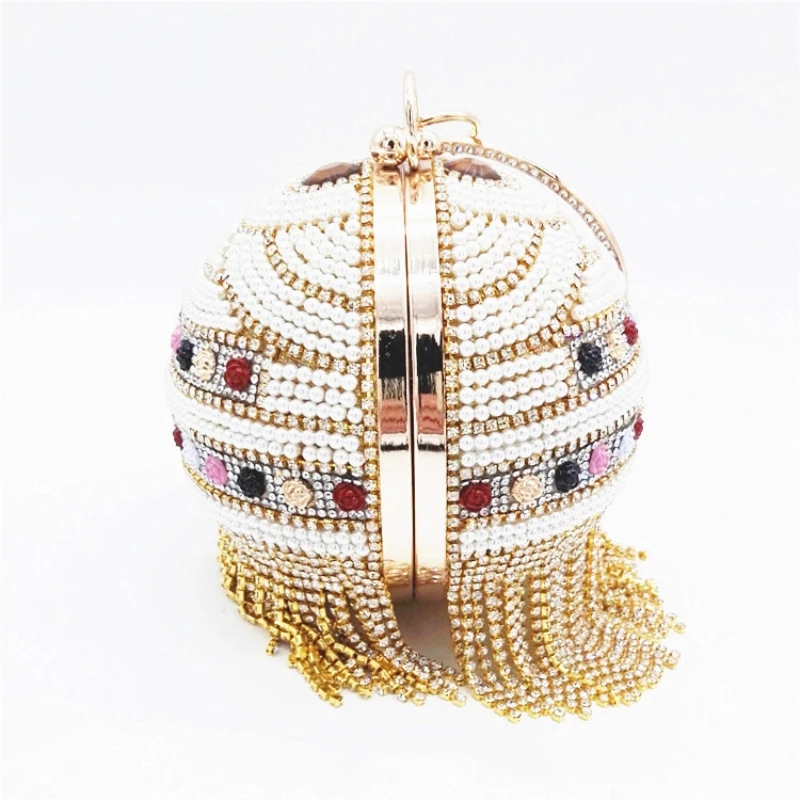 Fashionable Women's Bag Ball Shaped Portable Evening Bag Diamond Inlaid Bag Party Handbag Wedding Dress Bag