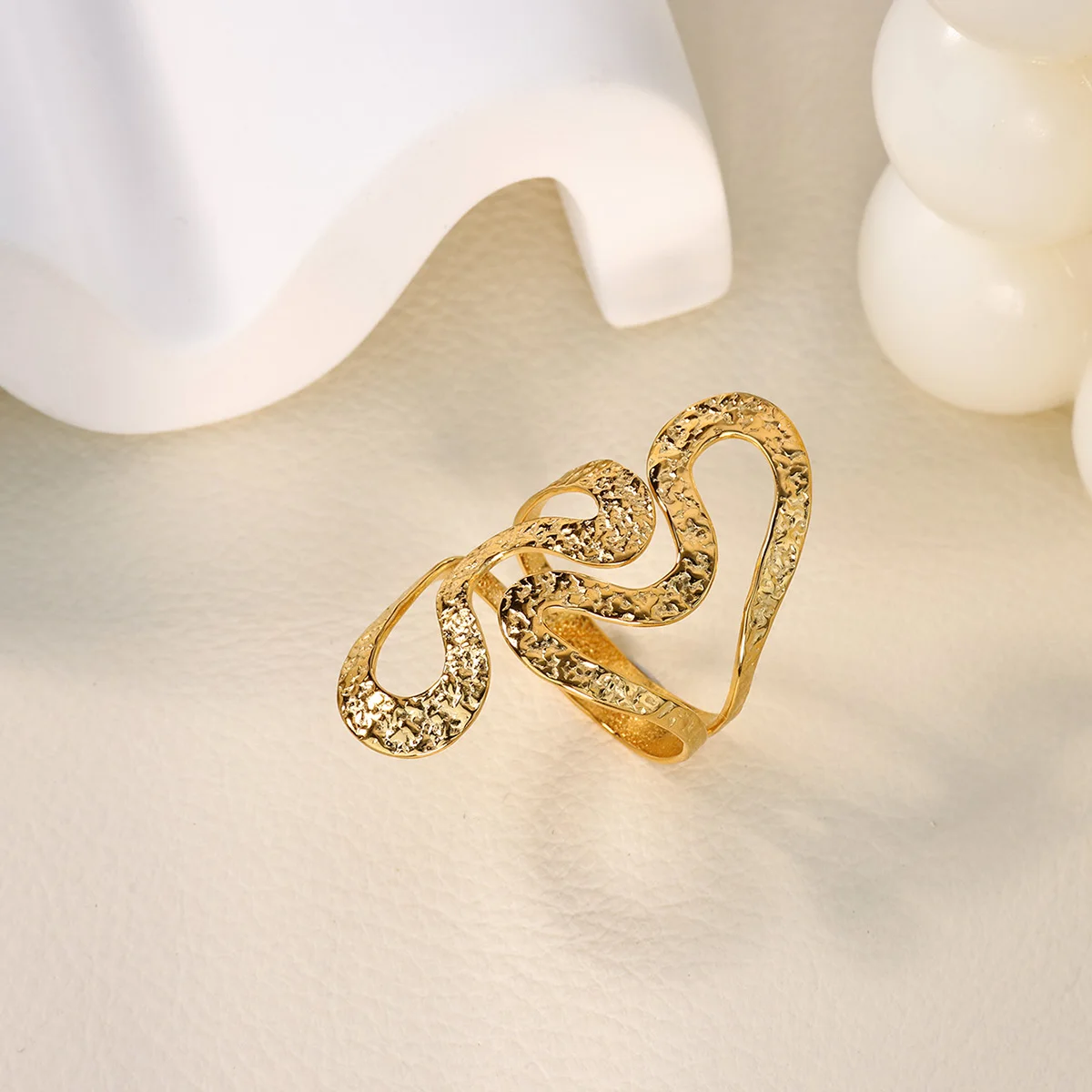 Edelstahl Chunky Breite Ringe Für Frauen Vintage Gold Farbe Geometrische Open Finger Ring Mode Minimalistischen Schmuck Geschenk Femme