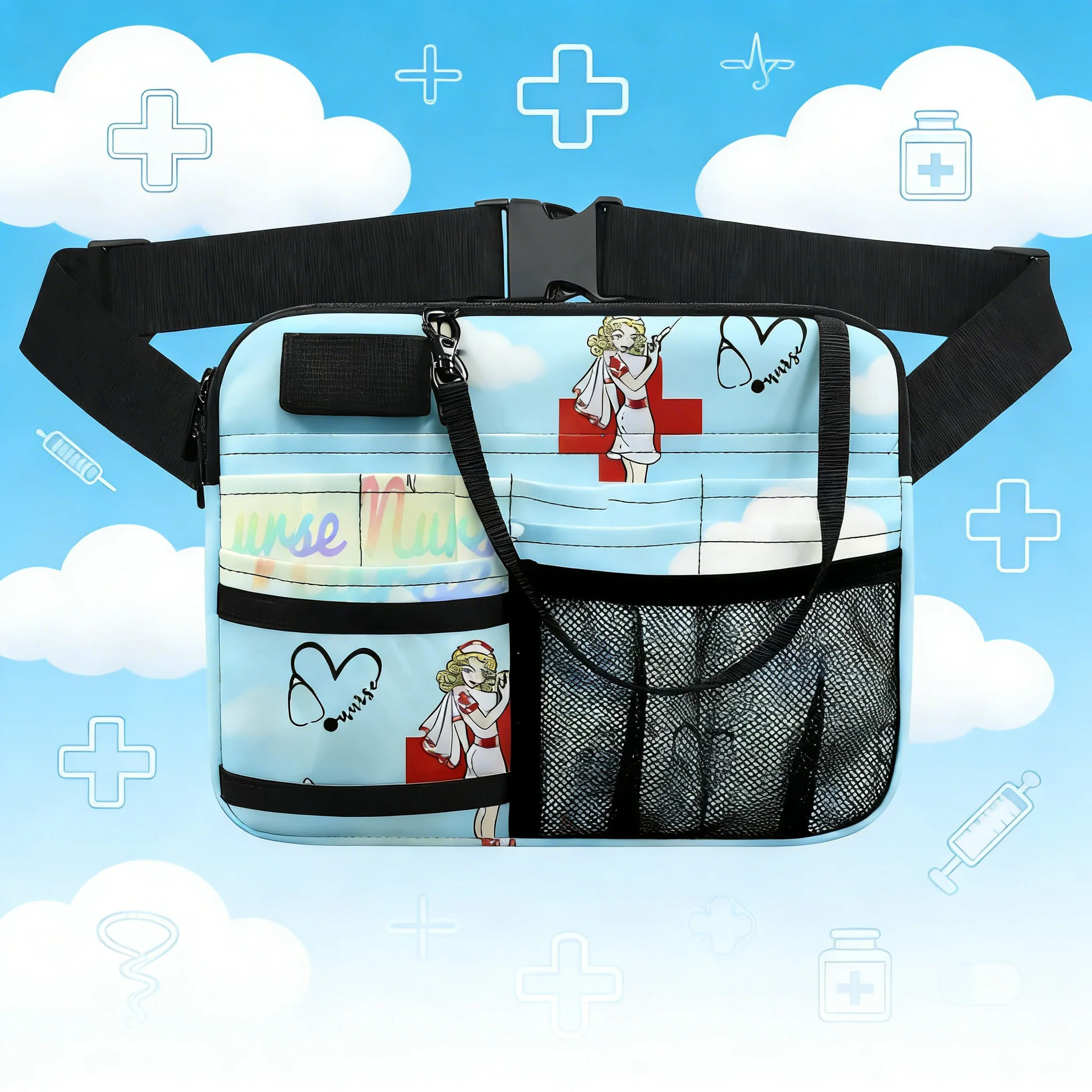 

Новая сумка-органайзер Panda Doctor 2026 года, большая вместительная сумка с сетчатыми карманами, прочная сумка для медсестер