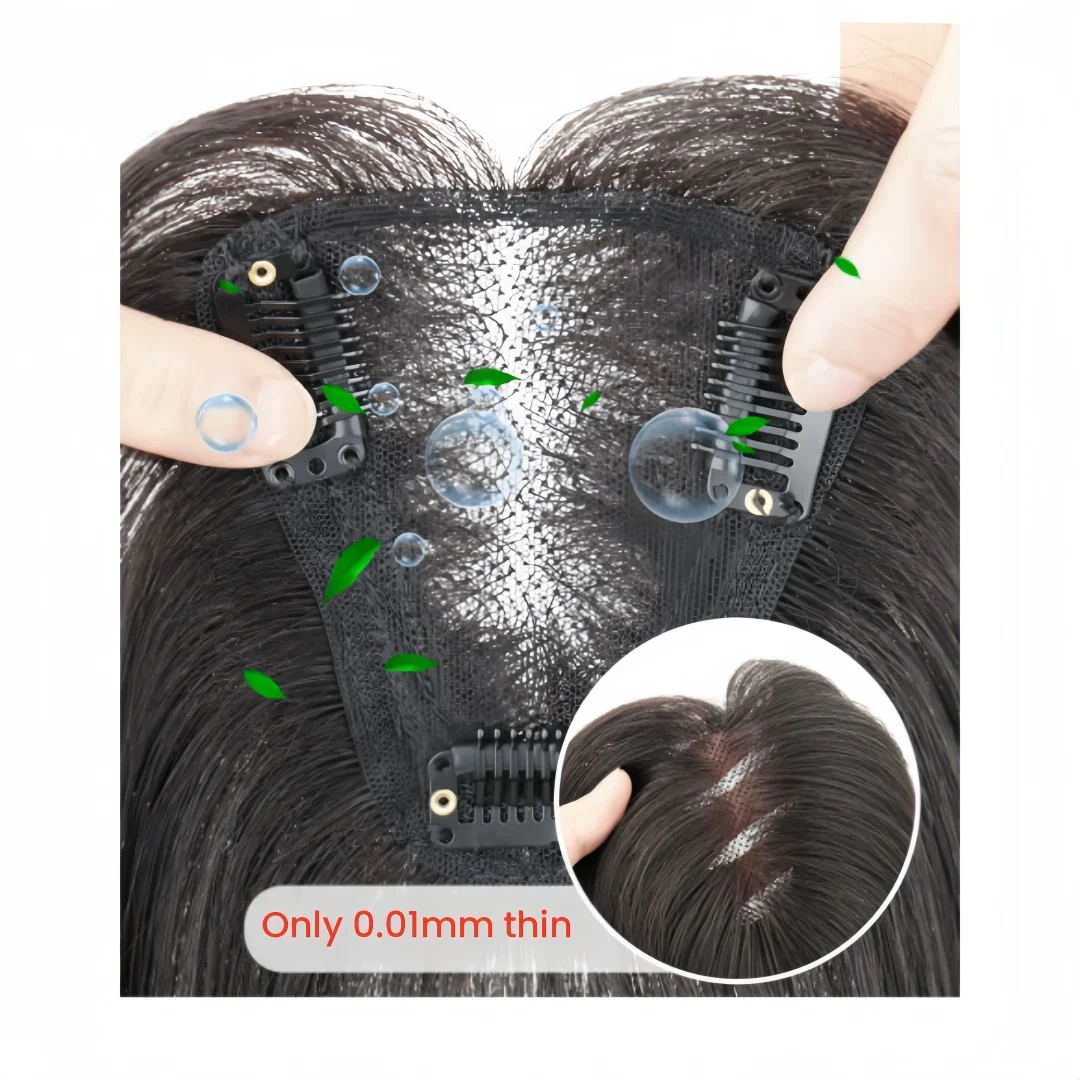 Postiches à Base de dentelle suisse faites à la main pour femmes, postiches 100% cheveux humains avec frange, couverture de cheveux gris respirante