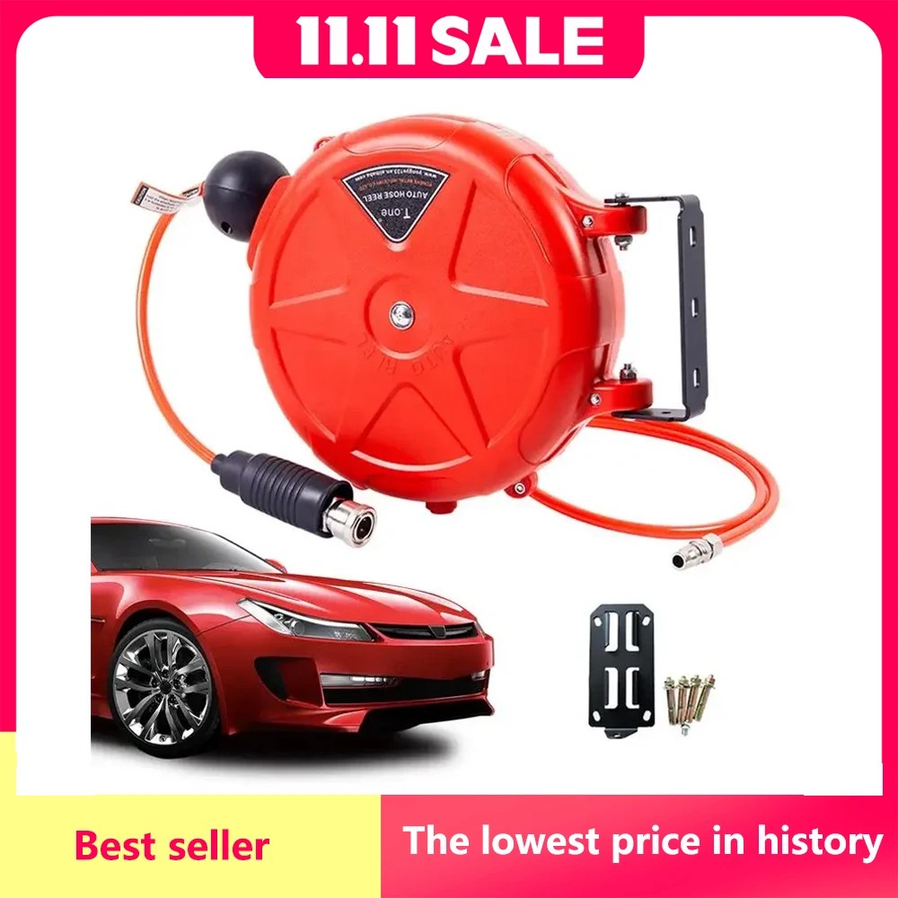 

Air Hose Reel 10m Automatic Rewind Commercial Reel Wall Mounted With Swivel Bracket Quick Coupler Air Compressor Accessories