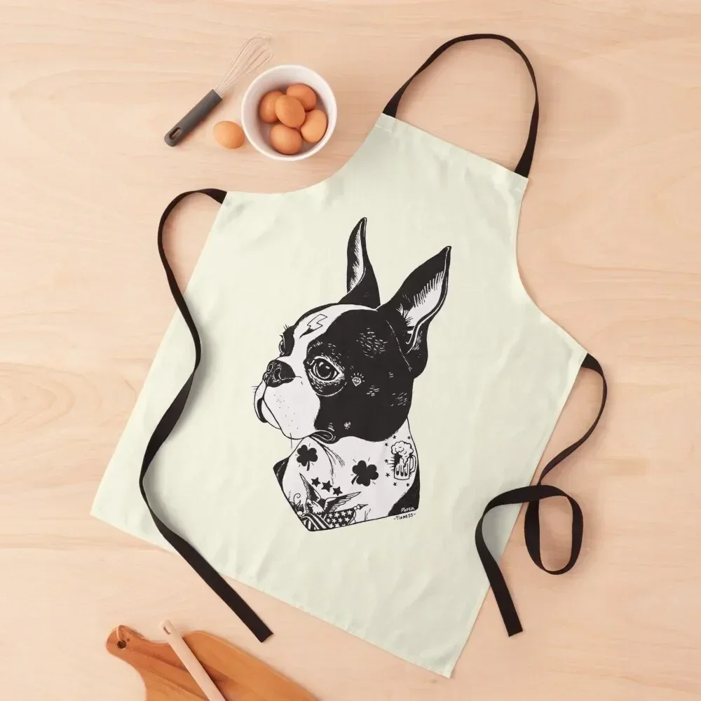 

Tattooed Boston Terrier Apron Restaurant For Kitchen Apron