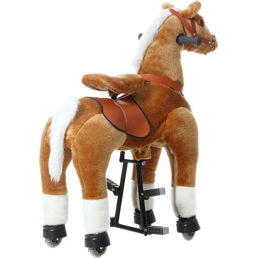Ride on Horse Toys Riding Horse Toys Ride on Toys for 614 Years Old Premium Plush Animals Toys Walking Horse with Wheels Brown
