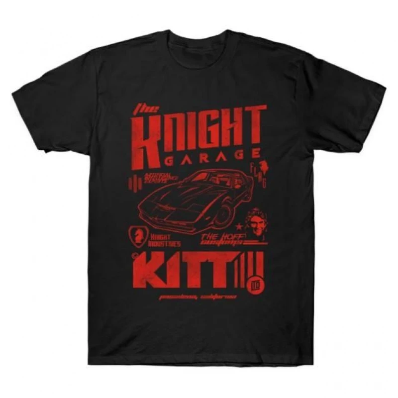 

Knight Garage Knight Rider 80s Retro Car Gift t shirt 100% cotton printed tee Short Sleeve Graphic Clothes All size tops S-6XL