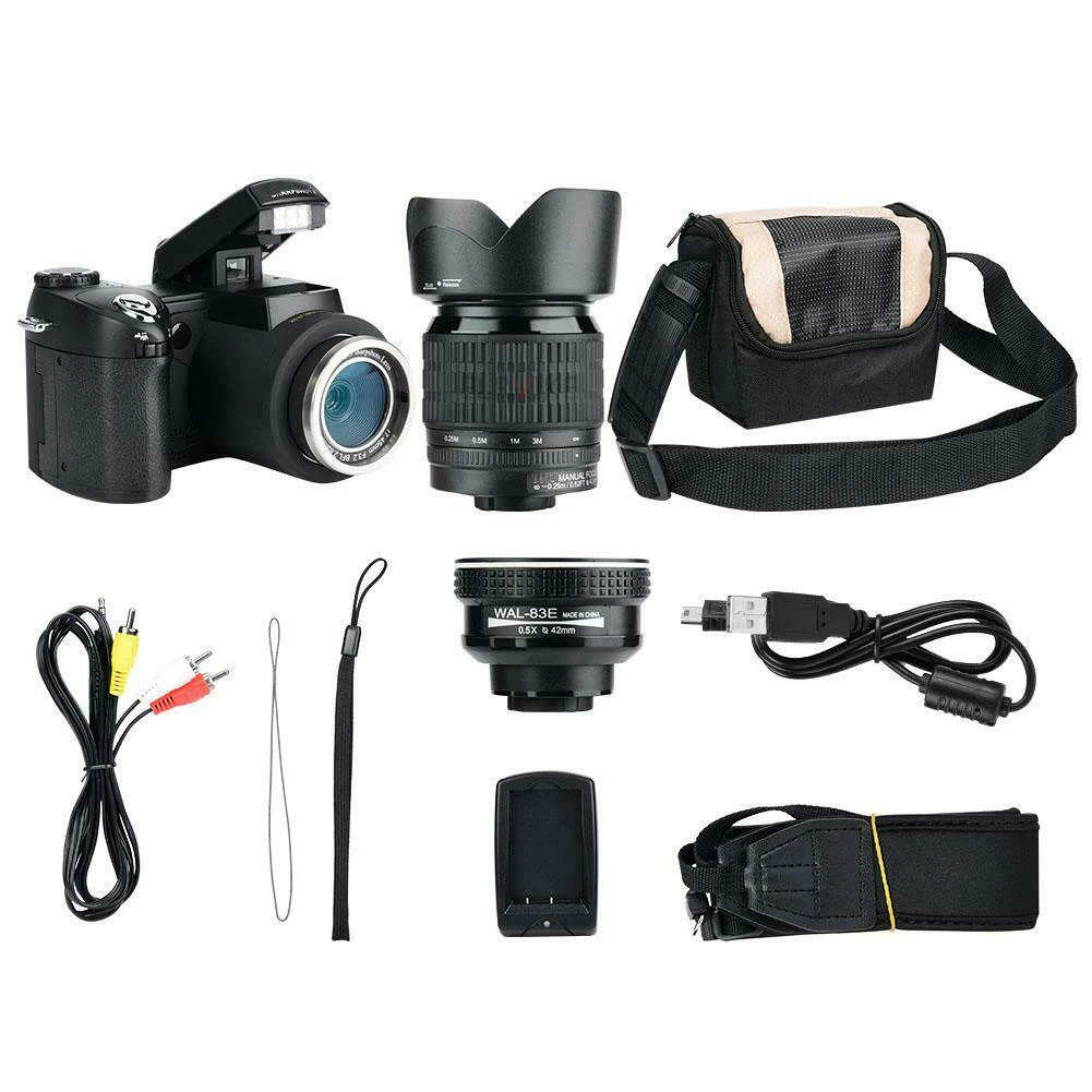 24X Optical Zoom HD Digital Camera POLO D7100 33Million Pixel Auto Focu Professional DSLR Video Camera Three Lens Outdoor Camera