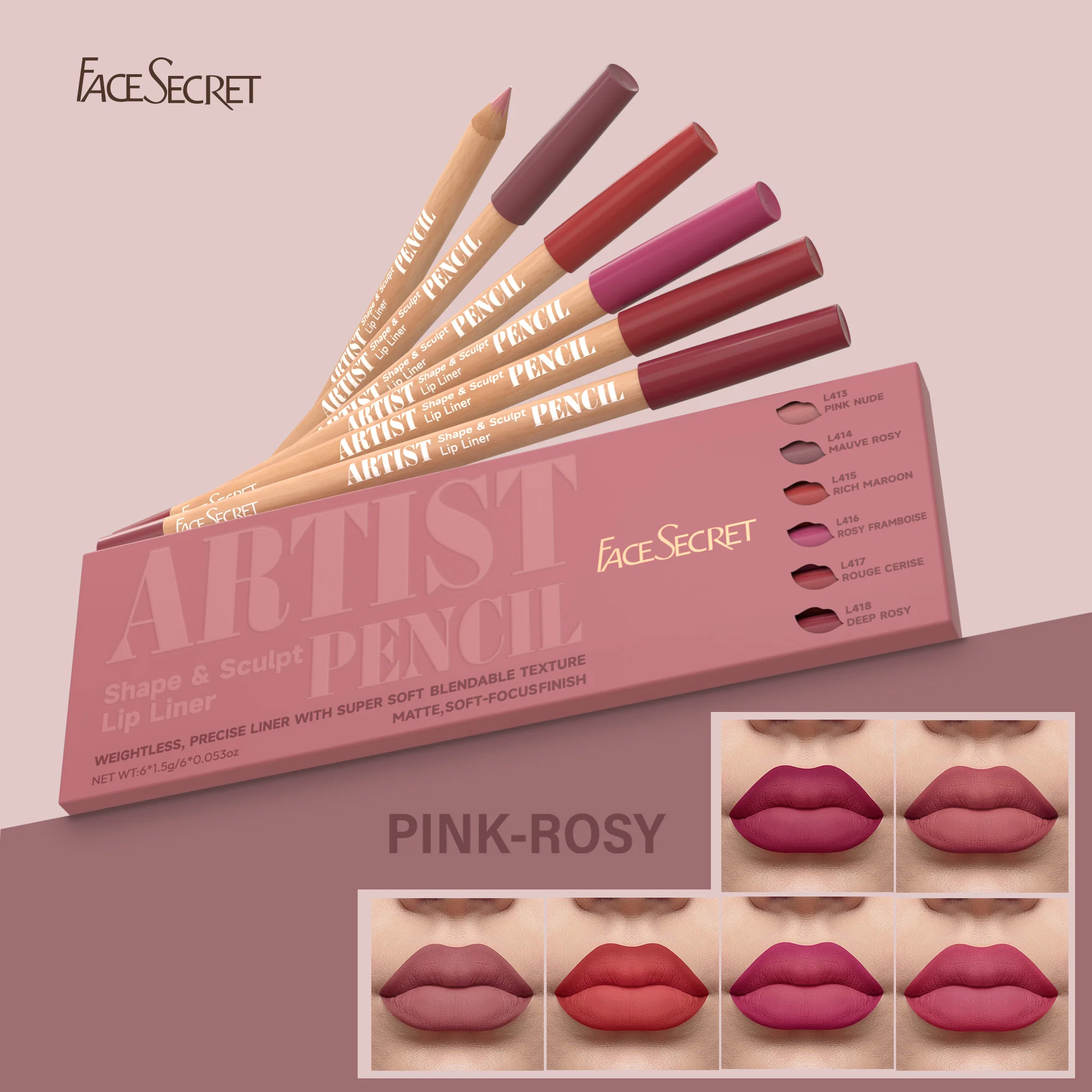 Regalo per il ringraziamento: set di matite per labbra da 6 pezzi, tonalità nude/rosa/caffè, impermeabile, di lunga durata, seta, facile da colorare, combo per il trucco delle donne,