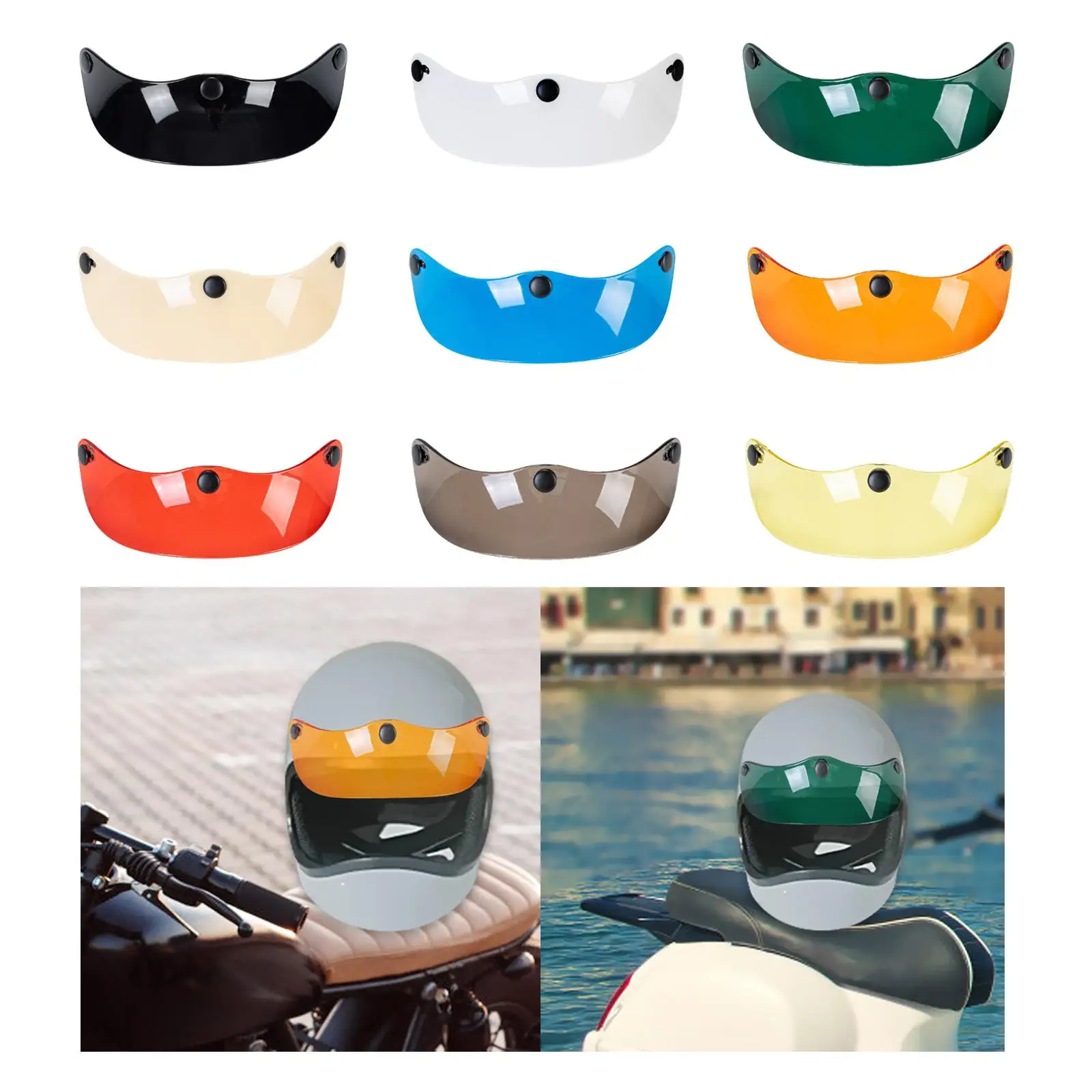 

Helmet Peak Visor Direct Replace Accessories Sun Protection Easy Installation 3 Snap Protector for 3/4 Helmets