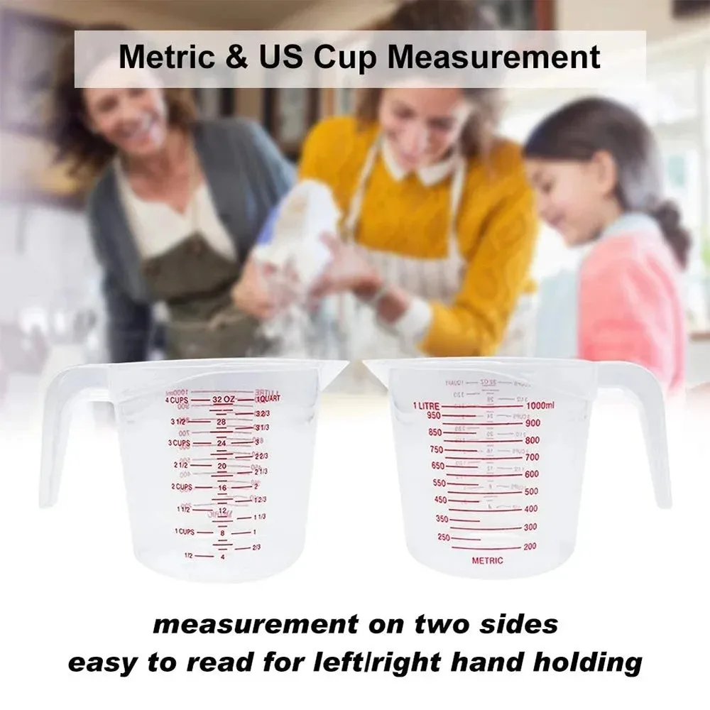 250ML 500ML 1000ML Measuring Cup Dropshipping Sale Plastic Tip Mouth Jug Pour Spout Transparent Handle For Baking Kitchen Tool