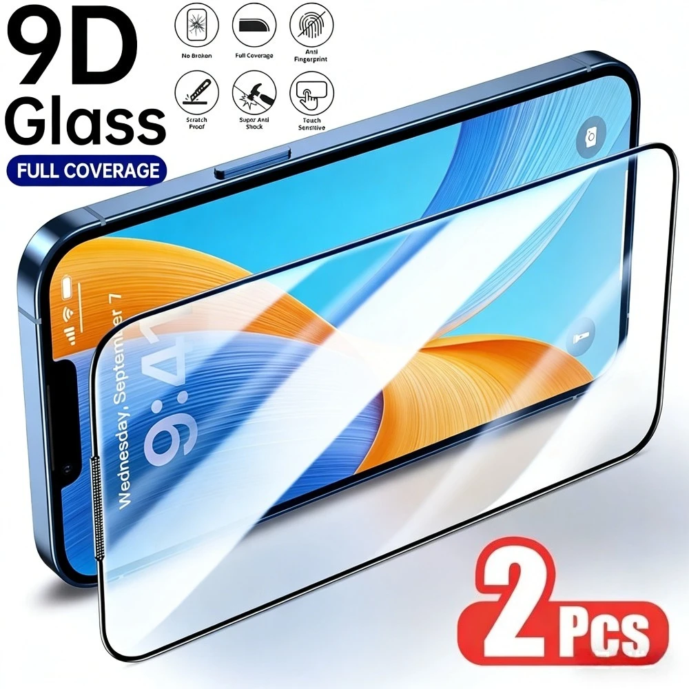 

2 шт. ультрапрозрачных защитных стекол для iPhone 17, 16, 15, 14, 13 Pro Max, Air 16, 15 Plus, 17e, 12, 11 Pro Mini, закаленное стекло с твердостью 9H