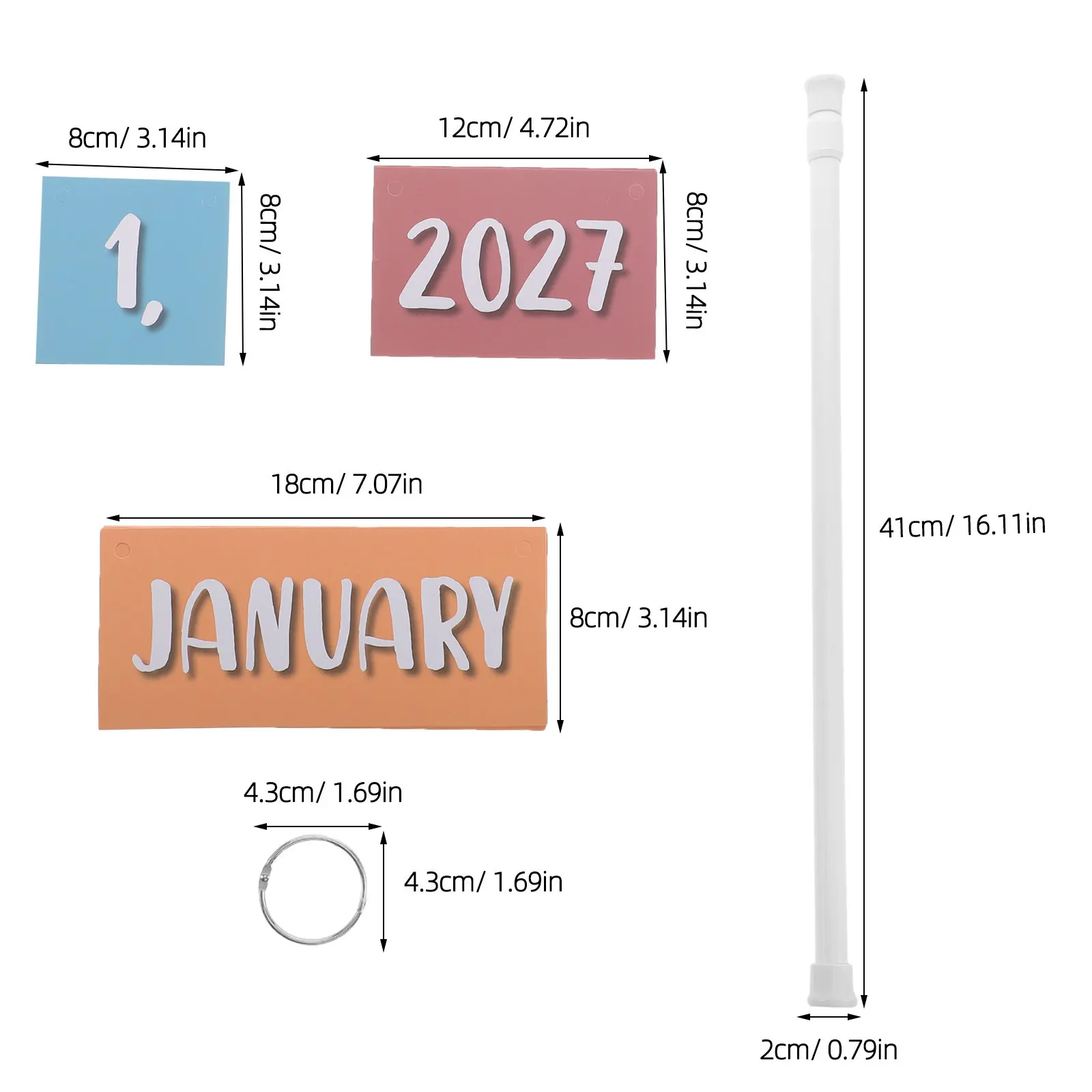 1Set Perpetual Classroom Calendar Boho Rainbow Bulletin Board 2026-2029 Flip Calendar Hanging Rod Teacher Organization Daily view 6
