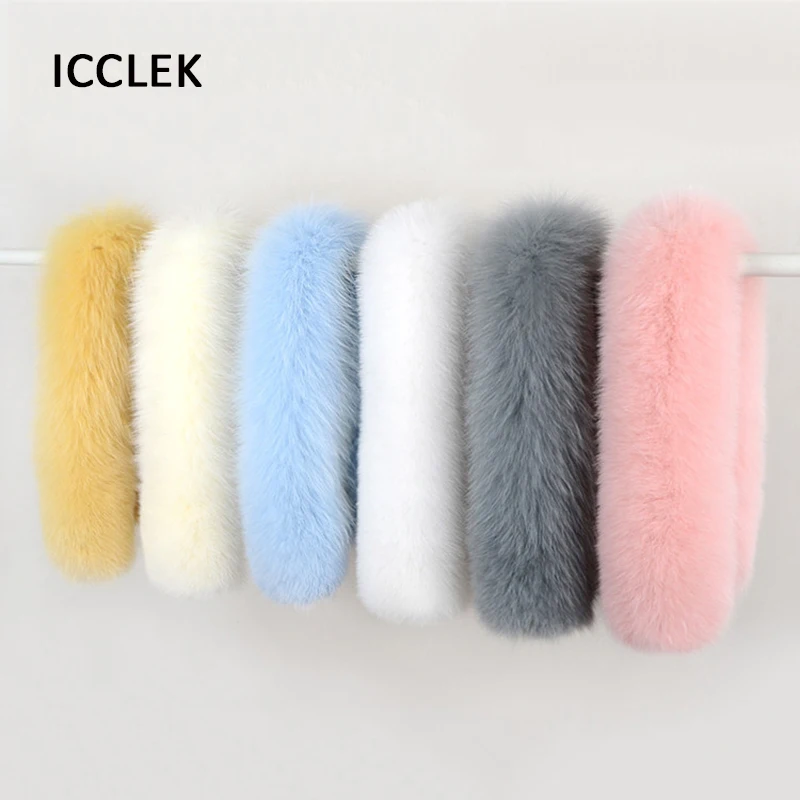 100% Real Fox Fur Collar For Coat Hat Women Luxury Fox Fur Collar Hood Trim Fur Collar Scarf Winter Warm Neck Cap Scarves Shawls