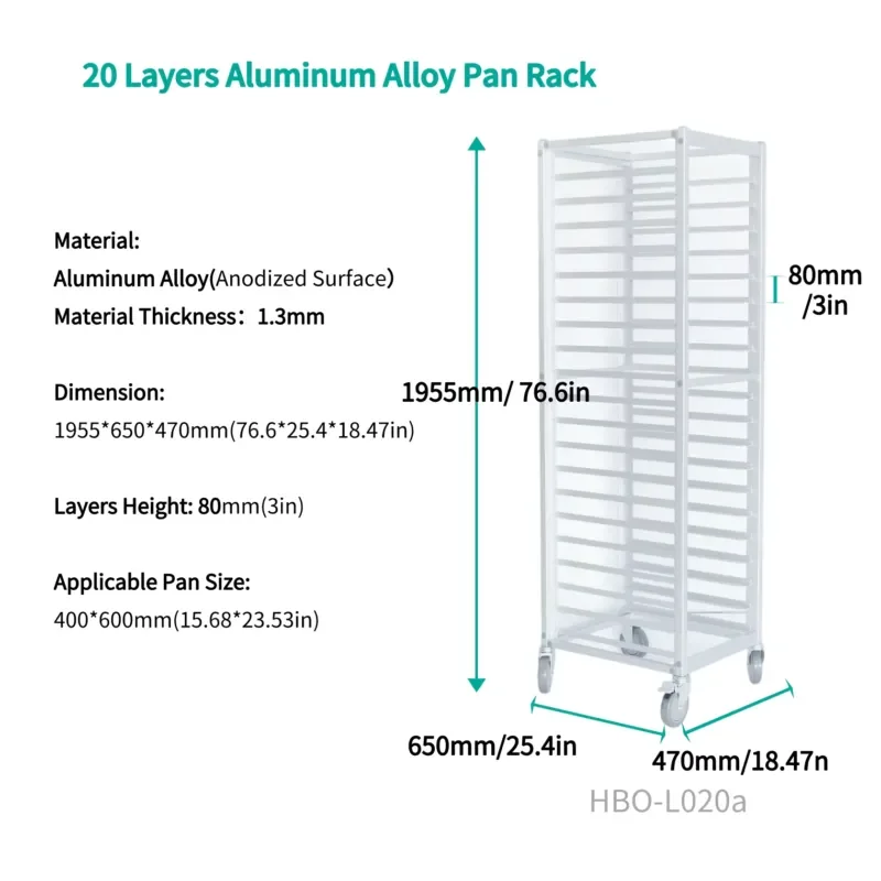 20 floors 1955x650x470mm hotel restaurant bakery display rack custom aluminum bread cake cookie cooling rack tray rack