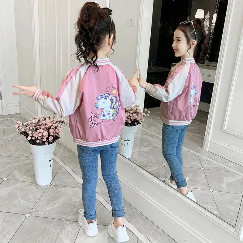 Long Sleeve Jacket for Girls Kids Cute Print Coat Fashion Spring Autumn Children Outwear 2023 New Arrival Girls Casual Clothing