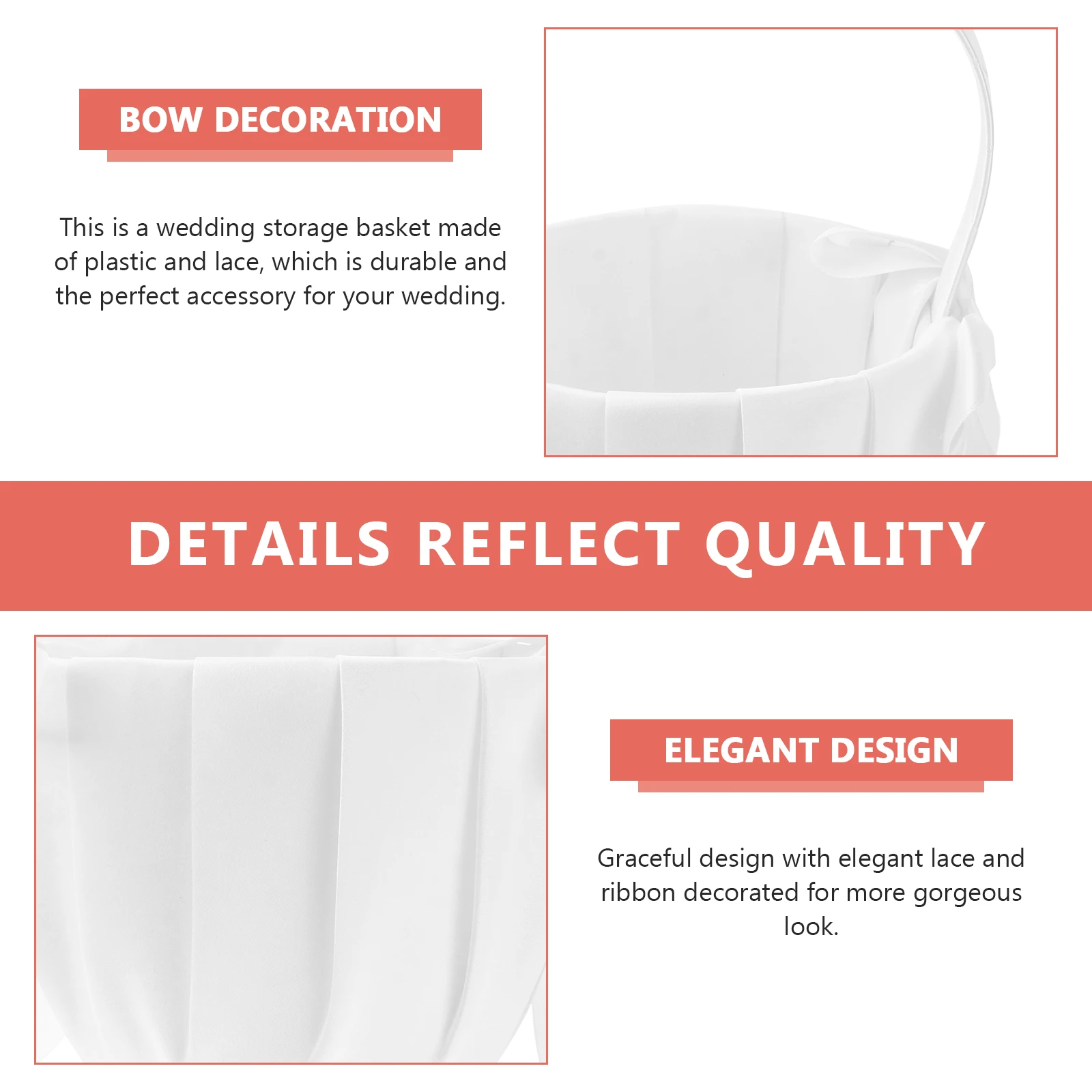 

Ivory 12.5X23Cm Satin Wedding Flower Girl Basket Bowknot Decorated Banquet Graduation Event Pvc Board Storage Basket For