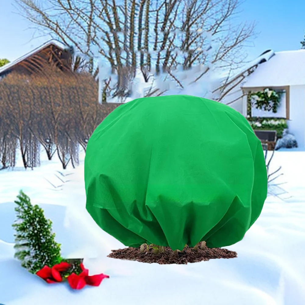 Nonwoven fabric plant frost cover green round protective cover diameter 73 inch 96 inch 116 inch outdoor garden