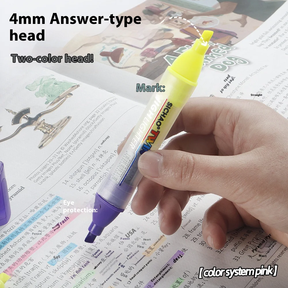 

5/10 Pcs Highlighters Double Headed for Student Daily Take Notes Meetings Marker for Painting Drawing Office School Supplies