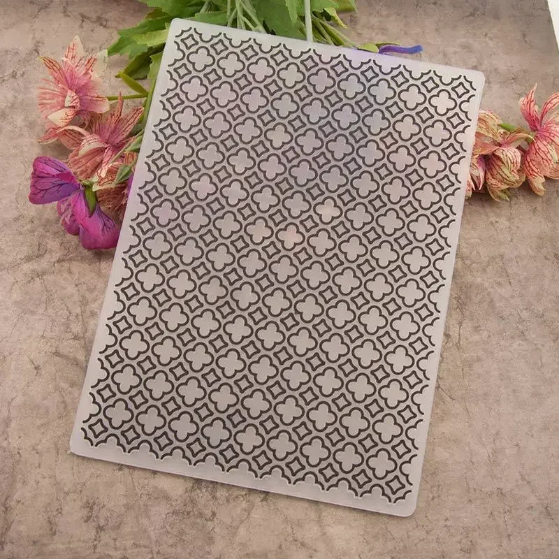 Plastic Embossing Folders for Card Making, Textured Grid Background Stencil Template DIY Craft Mold for Photo Album Decor EM055