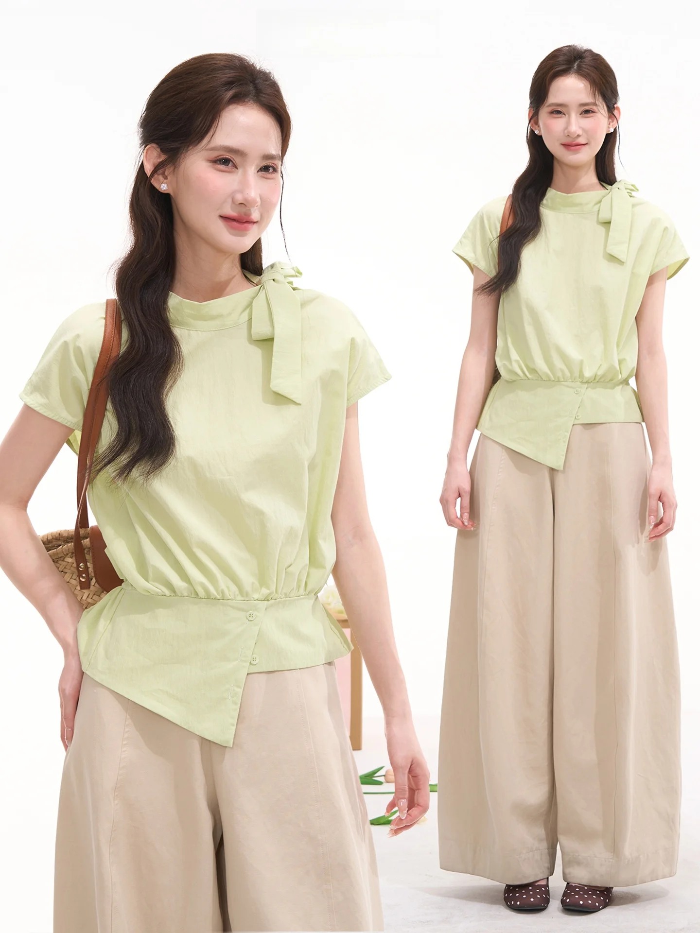 

Летняя женская блузка из смесового хлопка с бантом, без рукавов, в повседневном корейском стиле, универсальный дизайн, с цветочным принтом