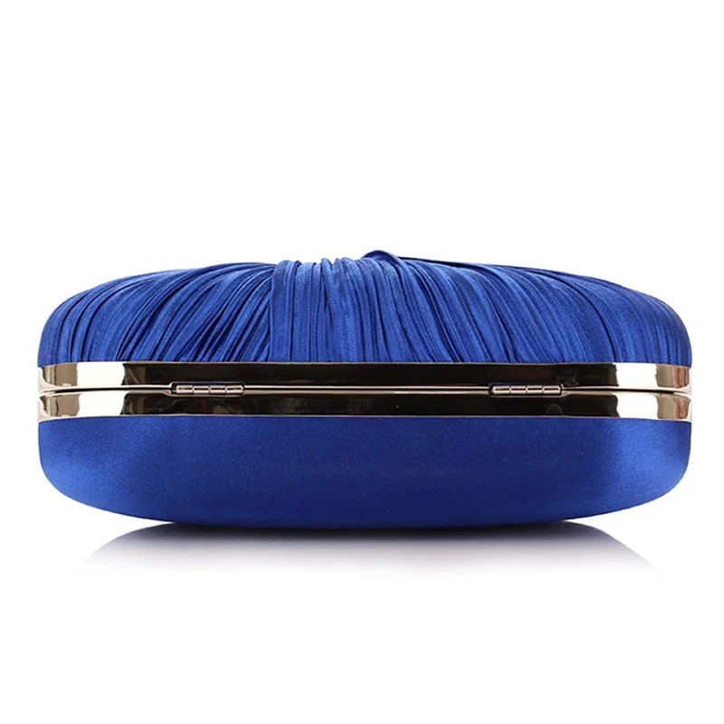 Royal Blue Pleat & Pillow Shaped Clutch Bag Elegant Designer Clutch With Chain Rhinestone Hasp Wedding Bridal Party Purse 2024