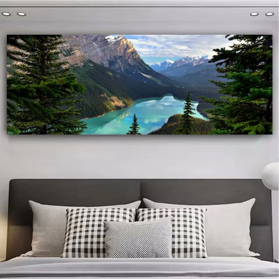 

Mountains and Rivers Scenery Diy Mosaic Embroidery Landscape Large Size Diamond Painting Kits Full Square Round Drill Wall Decor